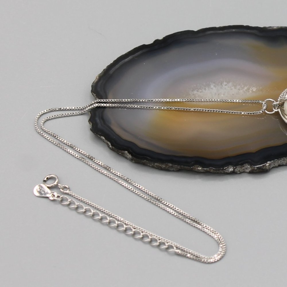 Jewelry necklace pendant shell beach white pearl 925 sterling silver with chain - Picture 6 of 8